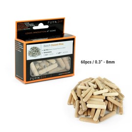60Pcs Wooden Dowel Pins Fluted Wood Dowel Pins Made of Hardwood | Easier Insertion Straight Grooved Pins for Furniture Door and Art Projects Fluted, Craft, DIY, Carpentry | Based in USA (8mm, 5/16")
