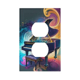 ROUGUI Abstract Grand Piano Colorful Light Switch Cover 1 Gang Outlet Plate Single Duplex Wall Plate Covers Decorative Switchplate Covers Electrical Faceplate for Home Decor