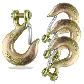 AYAYGD 4 Pack 3/8 Inch Clevis Slip Hook With Safety Latch - Heavy Duty Grade 70 Steel for Trailer Chains, Winch, Tow, 18,000 Lbs. Capacity