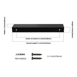 Peaha 10 Pack Kitchen Cabinet Handles Black Cabinet Hardware Cabinet Finger Edge Pulls Pack Door Finger Pull 160mm/6 1/3in Center to Center, LS7030BK160