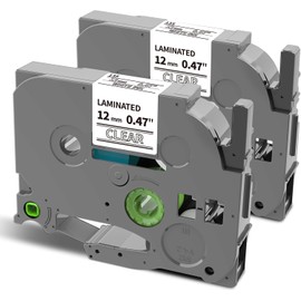 Oozmas Compatible Label Tape Replacement for TZe-135 TZ135 Compatible with Brother P-Touch White on Clear Tape 1/2 Inch 26.2 Feet for PT-D210 PT-D220 PT-H110 Label Maker Refills, 2 Pack