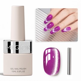 MEGIOR Cat Eye Gel Nail Polish 15ml Glassy Purple Pink Magnetic Gel Polish with Magnet Soak Off UV Gel Nail Polish Nail Art Manicure Salon DIY Home