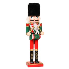 Nutcracker Christmas Decoration, 30 cm / 11.8 Inch Nutcracker Soldier Wooden Nutcracker King Soldier Figure Decor Doll Ornament for Home Fireplace Christmas Tree Party Decoration (Drum)