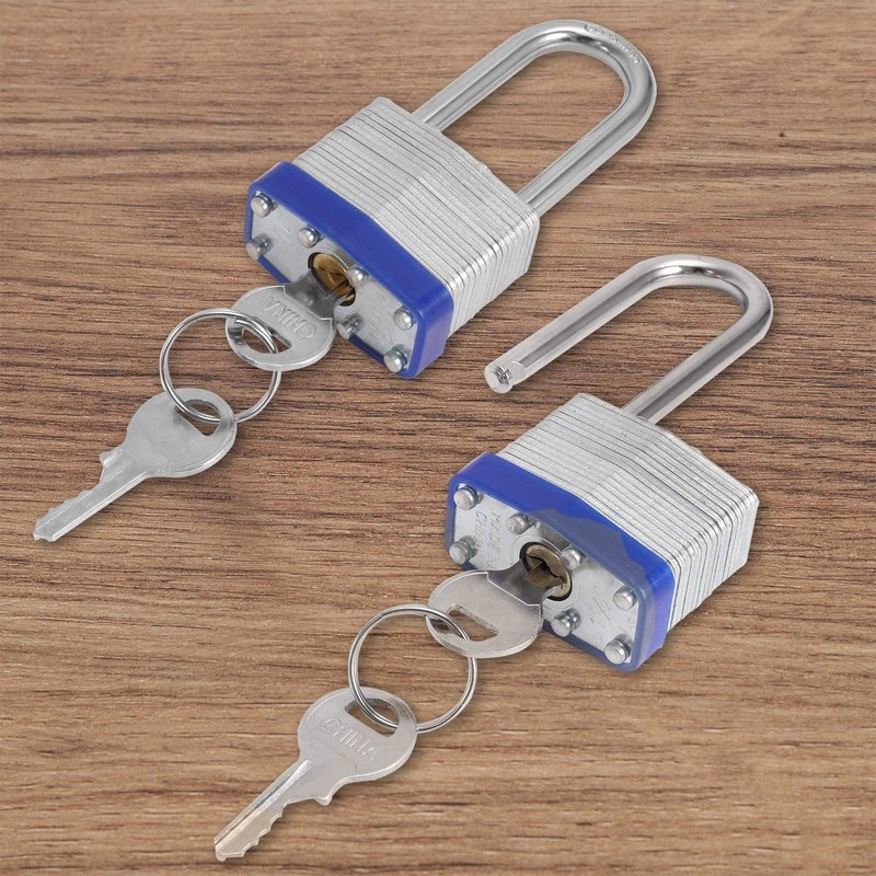 Smilcloud 2 Pack Padlocks with Keys, Long Shackle Padlocks Heavy
