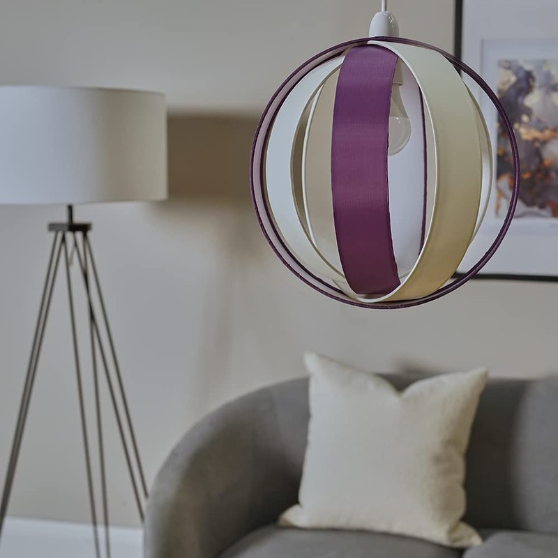 MiniSun | Modern Purple and Cream Fabric Cocoon Globe Style