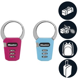Master Lock 1550EURDCOL Zahlenschloss mit Karabinerhaken, Zufällige Farbe, 7,1 x 8,4 x 1,2 cm