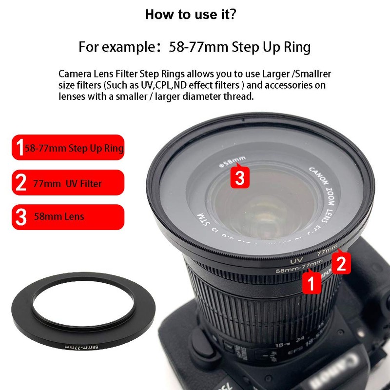 95-77mm Metal Step Ring, 95mm to 77mm Step-down Ring Filtering