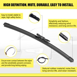 ANIKLUIM® 24"+21" Wiper Blades with 12" Rear Wiper Blade Set Replacement for 2012 2013 2014 2015 2016 2017 Buick Enclave Windshield Wipers Original Factory Quality (Pack of 3)