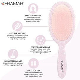 FRAMAR Iridescent Wet Hair Brush Detangler – Detangle Brush For Curly Hair, Hair Detangler Brush For Kids, Wet Detangler Hair Brush, Holographic Girls Hair Brush, Kids Hair Brush Wet, Wet Dry Brush