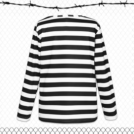 Ficlwigkis Burglar Costume Fancy Dress with Hat Eye Mask for World Book Day (Black/White, XL)