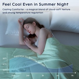 Bailix Cooling Comforter King Size, Thin Summer Blanket for Hot Sleepers & Night Sweats, Ultra Soft & Lightweight & Silk Smooth Ice Blanket, Q-Max>0.4, 108"x90", Green
