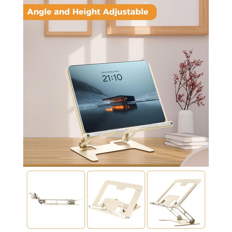 Honagu Adjustable Laptop Stand for Desk, Metal Foldable Laptop Riser,