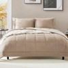 AMBERSPACE Plush King Size Comforter Set 7 Pieces, Light Taupe