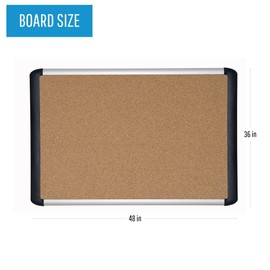 Mastervision MVI Tech Self Healing Cork Bulletin Board, 36" x 48", Contemporary Frame, Wall Mounting Kit
