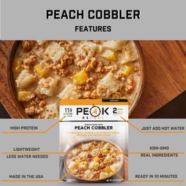 Peak Refuel Peach Cobbler | Real Ingredients | Ready in Minutes | Just Add Water | Premium Freeze Dried Backpacking & Camping Food | 2 Servings | Ideal MRE Survival Meal or Dessert
