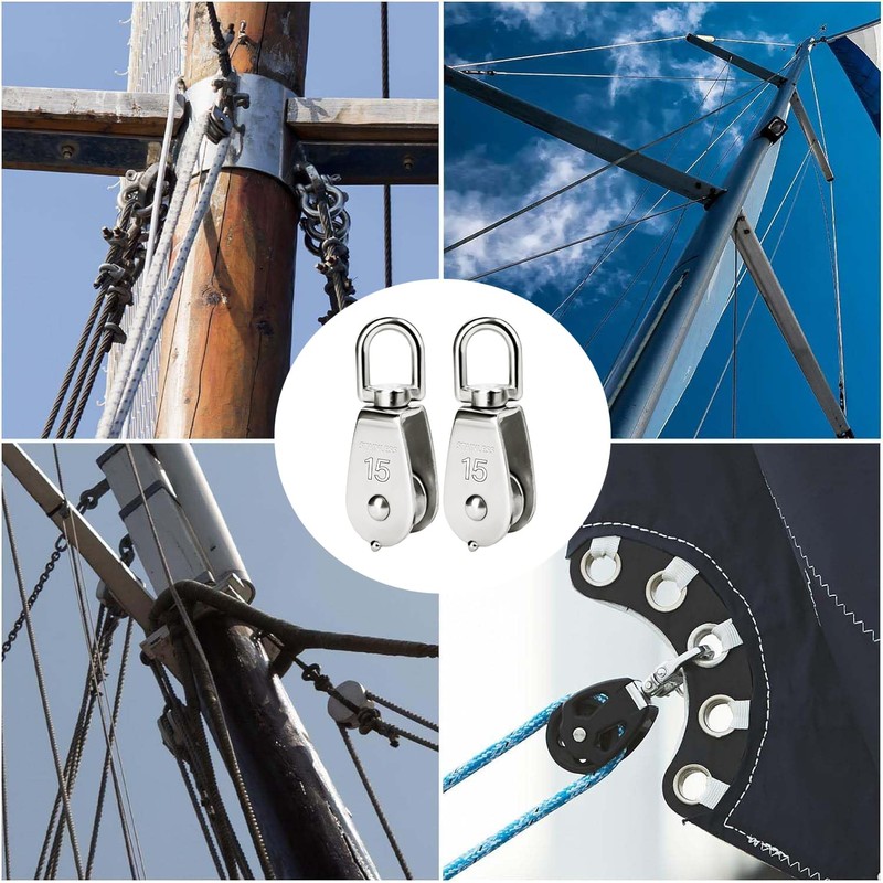 BOBOZHONG Single Pulley,2 Piece M15 Pulley Swing Roller,Block Rope Roller