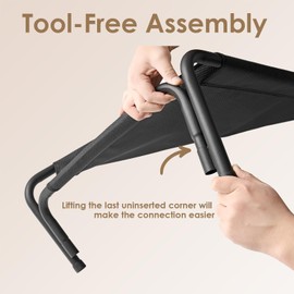 EHEYCIGA Tool-Free Assembly Elevated Large Dog Cot Bed, Raised Outdoor Dog Hammock, Lifted Pet Platform with Frame and Washable Waterproof Cooling Teslin Mesh and Anti-Slip Feet, 43x26 inch