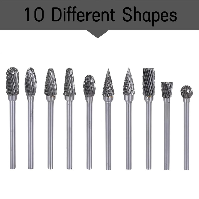 Orialvenka 10 Pcs Carbide Burr Bits Set 1/8" Shank Compatible
