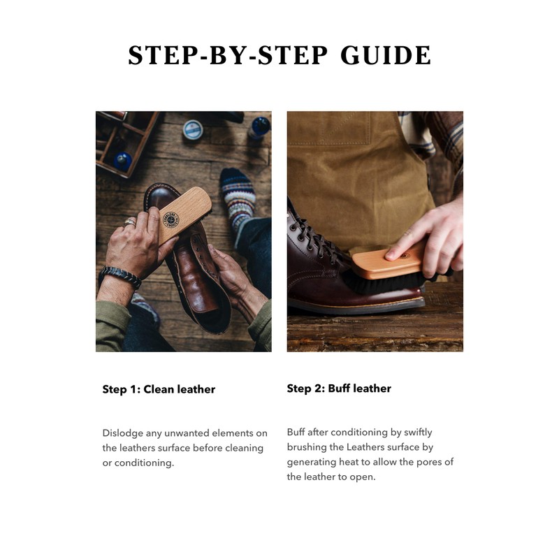 Premium Shoe Brush - Horsehair Shoe Brush - Concaved Handle