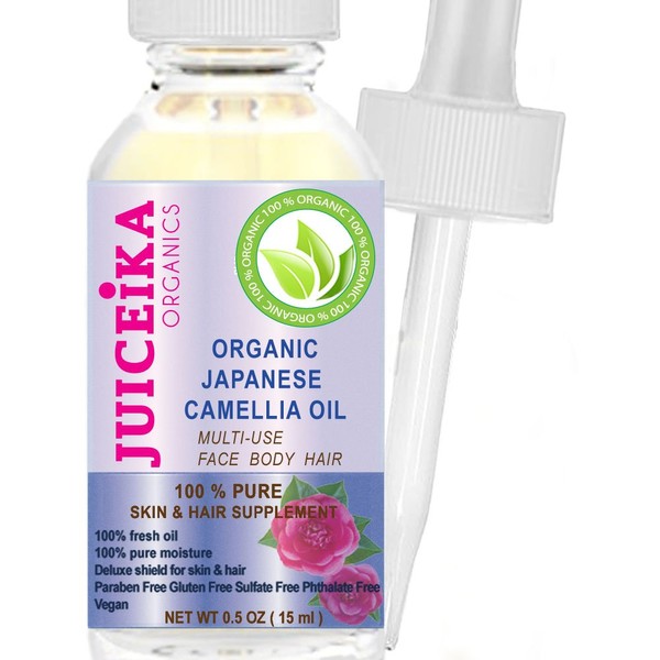 ORGANIC Japanese CAMELLIA OIL - Camellia japonica 100% PURE & REFINED- COLD PRESSED. 100% Pure Moisture. Skin & Hair Supplement. (0.5 Fl. oz. - 15 ml.)