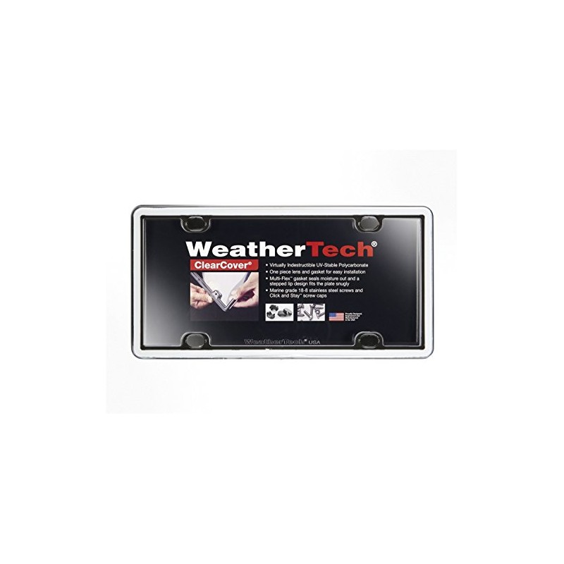WeatherTech ClearCover License Plate Cover and Frame, White/Black