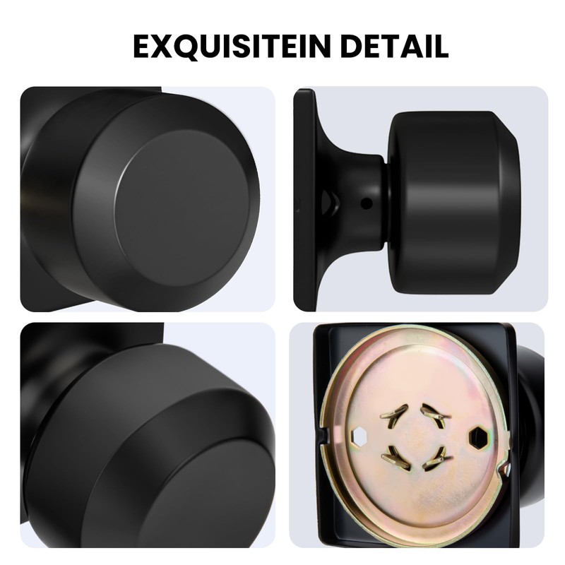 goldenwarm Black Half Dummy Door Knobs, Single Side Door Handles