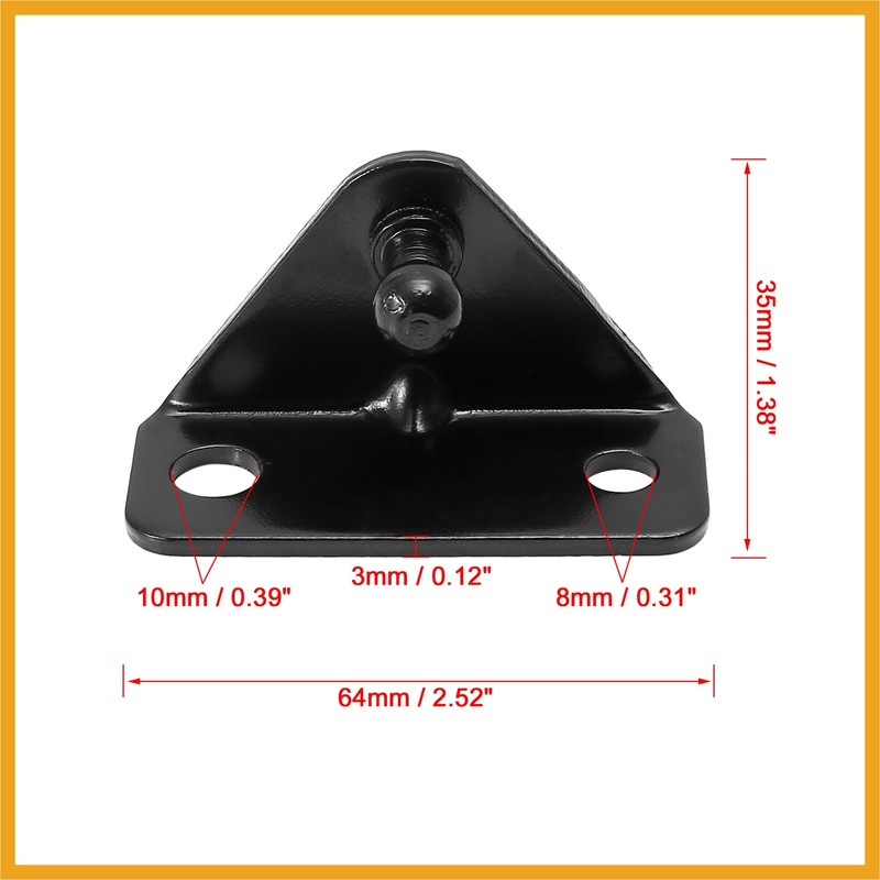 Partuto 4pcs 10mm Car Ball Studs Mounting Brackets Black 64x35x21mm