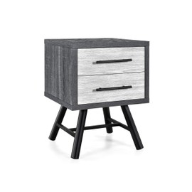 Christopher Knight Home Harrison Mid-Century Modern Nightstand, Sonoma Gray Oak + Gray Oak + Black