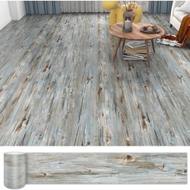 Peel and Stick Floor Tile Waterproof -NO Sticky Residue Left Self-Adhesive Vinyl Flooring 12 Pack 18Sq.Ft,Wood Vinyl Tile Plank, DIY Flooring for Bathroom Kitchen 36" x 6"Dustgrey