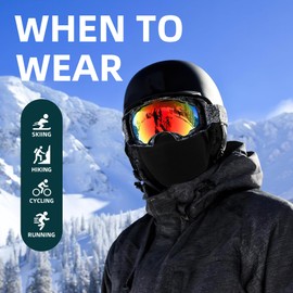 Ski Mask Balaclava Warm and Fleece Face Mask Neck Warmer Full Face Mask (Black)
