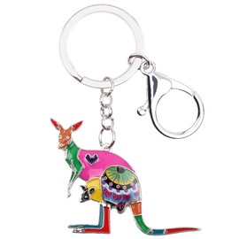 WEVENI Enamel Alloy Australia Kangaroos Keychain Accessories for Women Girls Bag Wallet Car Charms, Multicoloured, Medium