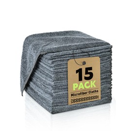 TEAWOO Microfiber Cleaning Cloths Bulk-15 Pack, Gray Microfiber Towels for Cars, Ultra Absorbent Microfiber Towel Weave Grime & Liquid for Streak-Free Mirror Shine - Car Washing Cloth, 12x12 inches