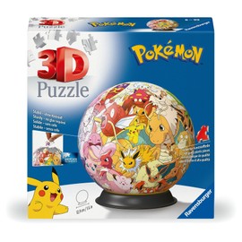 Ravensburger 3D Puzzle 11595 - Puzzle Ball Pokémon Kanto Region - Puzzle Ball Made of Three-Dimensional Puzzle Pieces - Pokémon Gift for Fans from 6 Years