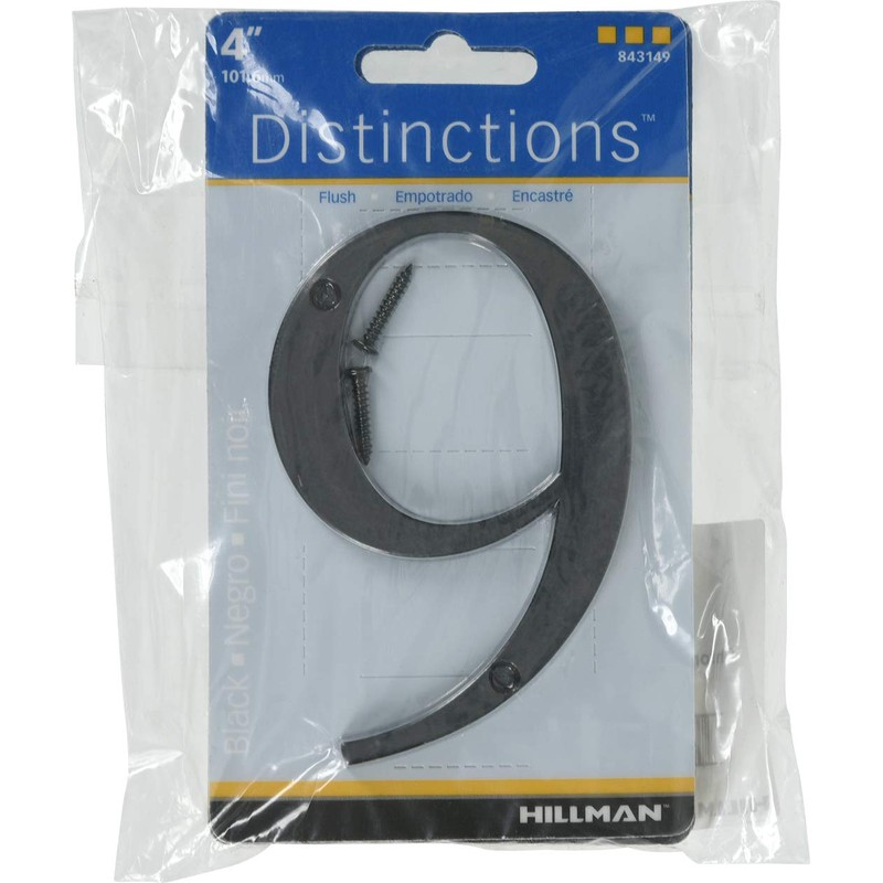 Distinctions 843149 Black Flush-Mount 4-Inch House Number 9