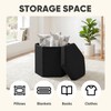 PINPLUS Linen Hexagon Storage Ottoman, Foldable Fabric Footstool with Lid,