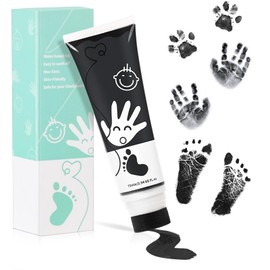 Sortnic 2.54 fl oz (75ml) Black Baby Hand and Footprint Ink Paint, Baby Safe Paint for Newborn Keepsake, Non Toxic Acid-Free, Washable, Pet Paw Print Paint, Ideal New Mom Christmas Gifts