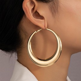 Large Gold Hoop Earrings Lightweight Chunky Gold Earrings for Women Silver Chunky Earings (Gold)