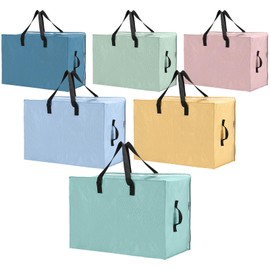 Shappy 12 Pack Multicolor Extra Large Moving Bags Heavy Duty Storage Bag with Zippers and Carrying Handles Storage Totes for Space Saving Moving Clothes Supplies(24 x 12 x 16 Inch)