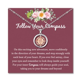 Shelucky Graduation Gifts for Her 2025 Compass Necklace for Women Girls, Class of 2025 Grad Gifts Going Away Inspirational Jewelry for Daugther Student Girlfriend Best Friends Granddaughter...