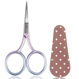 BIHRTC 3.6inch Small Embroidery Scissors - Stainless Steel Sharp Tip Shears with Leather Cover for Needlework, Threading, Embroidery, Sewing, Office, Cutting