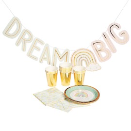 Fun Express Rainbow Party Pack for 12 – Vibrant & Colorful Party Supplies for Birthdays Celebrations and Special Events – Includes Plates Cups Napkins Tablecloth – Bright Assorted Colors – 37 Pieces