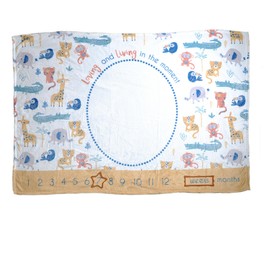 Ziggle Savanna Animals Milestone Blanket- For Nursery Cot and Pram, New Baby Gift