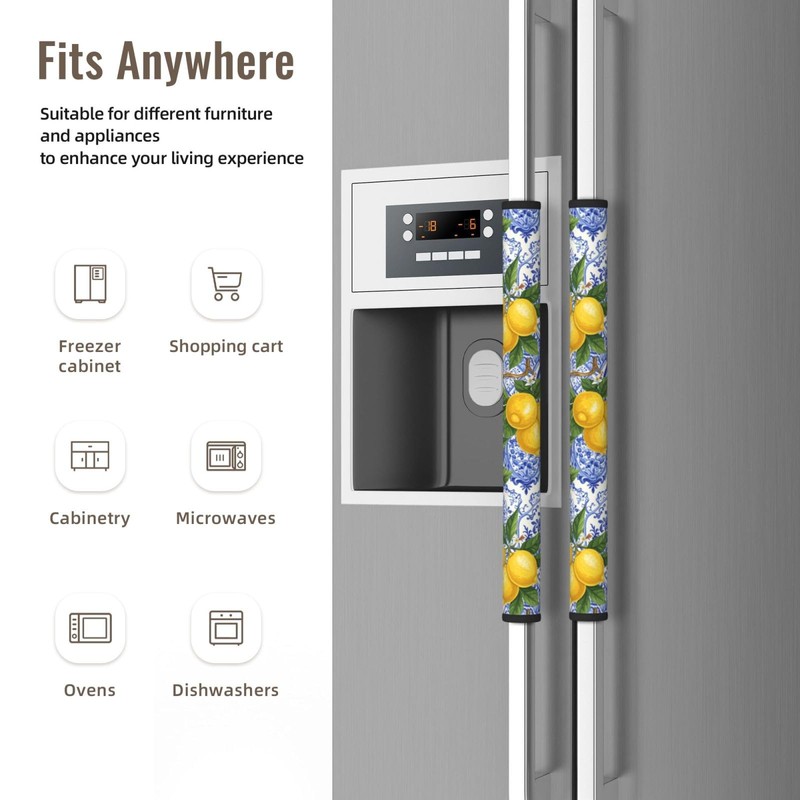 Cotsena Bright Lemon Porcelain Refrigerator Door Handle Covers Set of