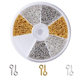 ISIYINER Screw Eyelets Pack of 600 Eyelet Screws with Storage Box for DIY Crafts 10 x 4 x 1 mm