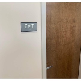 Framed ADA Compliant Exit Sign with Braille, 6" x 3" (Black-Grey)