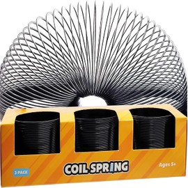 The Dreidel Company Black Metal Coil Spring, Goody Bag Fillers, Party Favor for Kids, Variety of 2.4" (60mm) Individually Boxed (3-Pack)