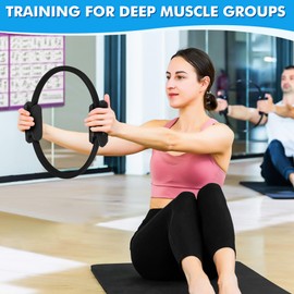 Goocrun Pilates Ring Set Exercise Equipment with Exercise Bands Resistance Bands Set, Pilates Ball, Sliding Disks – Workout Equipment Home Gym Includes Complete Fitness Poster (Black)