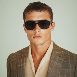 gesruny Retro Aviator Sunglasses for Men Women,Trendy Rectangle Womens Mens Polarized Shades Sun Glasses