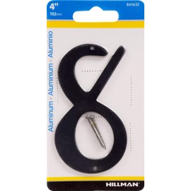 HIllman 841632 4-Inch Nail-On Black Die Cast Aluminum, House Number 8