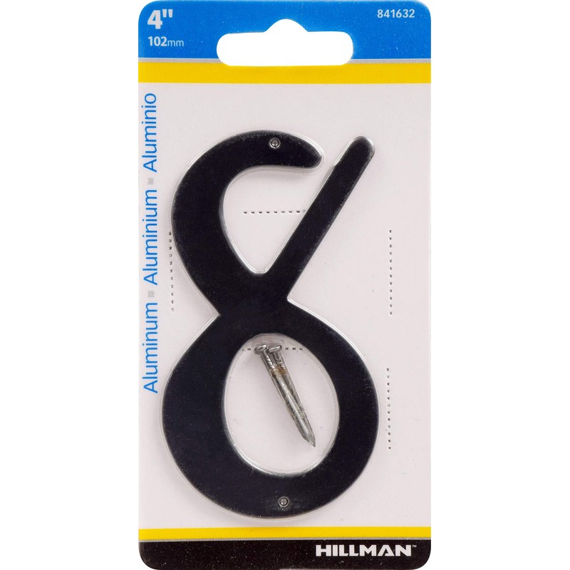 HIllman 841632 4-Inch Nail-On Black Die Cast Aluminum, House Number